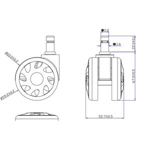 Roulettes de rechange durables pour chaise de bureau 11*22mm 10*22mm, pièces de rechange pour mobilier, roulettes en plastique de 2,5 pouces (60mm) - Product Image 3