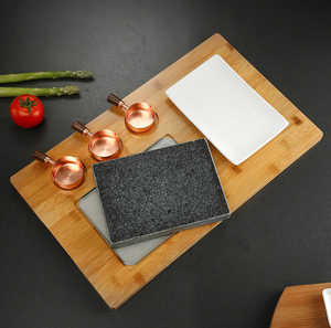 Piatto di <span class=keywords><strong>pietra</strong></span> di bistecca di Lava calda griglia da tavolo Lava Rock al coperto BBQ Hibachi grigliare <span class=keywords><strong>pietra</strong></span> w contorni in ceramica e piatto di bambù - Product Image 3