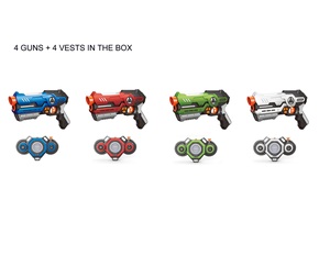 Équipement d'étiquette laser Pistolet et gilet Jeux de tir multijoueurs Pistolet laser Lasergun Jouets avec <span class=keywords><strong>4</strong></span> pistolets et <span class=keywords><strong>4</strong></span> gilets - Product Image 1