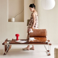 Canapé-lit en cuir de vache véritable de conception italienne rétro et écologique - Fauteuil de détente pour salon et chambre à coucher