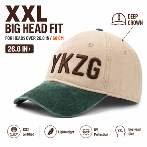 Casquette de baseball oversize <span class=keywords><strong>XXL</strong></span> 68 cm avec calotte profonde en sergé de coton, logo personnalisé – Unisexe toutes saisons - Product Image 1