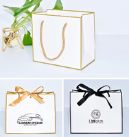 Kantong Kemasan Perhiasan Kertas Seni Biodegradable dengan Tali Serut Warna Emas dan Putih Logo Cetak Kustom