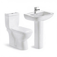 Ensemble de sanitaires en céramique à prix de gros : WC, lavabo sur colonne et toilettes deux pièces pour salle de bain