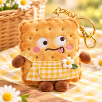 Porte-clés en peluche biscuit mignon carré, jouet en peluche personnalisé pour la promotion de boulangeries et les cadeaux promotionnels
