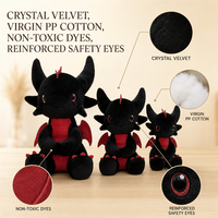 Peluche Dragon Personnalisée en Gros, Jouet en Peluche Mignon, Poupée en Fourrure Noire, Cadeau d'Halloween, Jouets en Peluche Doux
