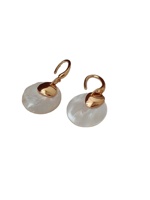 Boucles d'oreilles chandelier de luxe français en nacre blanche et pierre naturelle - Style Old Money, plaqué or 18 carats, cadeau pour mariage et soirée