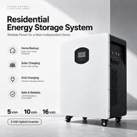Station d'alimentation portable 16 kWh, 10 kWh, 5 kWh pour le stockage d'énergie domestique, batterie au lithium intégrée, onduleur solaire hybride 5 kW, tout-en-un ESS
