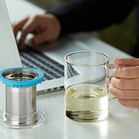 Tasse à thé en verre borosilicate de 400 ml avec infuseur et couvercle en acier inoxydable pour thé en vrac