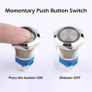 Aluminum IP65 Waterproof Momentary <strong>Push</strong> <strong>Button</strong> <strong>Switch</strong> Self-Reset Silver Shell 12V-24V 5Pins 1NO 1NC Plug Halo Ring LED Light - Product Image 3