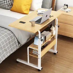이동식 침대 옆 노트북 책상 스토리지 선반 게으른 소파 코너 리프트 컴퓨터 책상 테이블 2 레이어