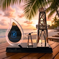 Trophée sur mesure « Plateforme pétrolière industrielle » : Récompense énergétique de luxe en métal sur base en marbre haut de gamme pour reconnaissance d'entreprise 2026