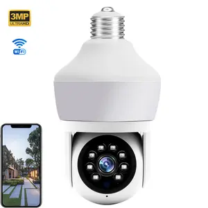3MP 무선 파노라마 HD 전구 카메라 스마트 와이파이 E27 라이트 소켓 360 도 모션 추적 스마트 홈 보안 카메라