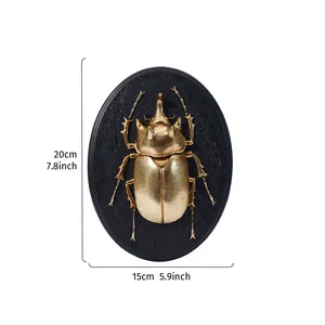 Décoration murale 3D en forme de <span class=keywords><strong>scarabée</strong></span> <span class=keywords><strong>doré</strong></span> de luxe - Art mural rétro ovale en forme d'insecte pour la décoration murale - Product Image 3