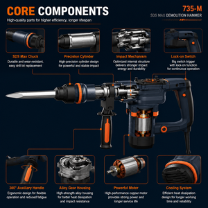 <span class=keywords><strong>Marteau</strong></span> perforateur OEM/ODM 45J haute efficacité, construction en acier allié, 3900 bpm, démolition par percussion des murs en béton - Product Image 4