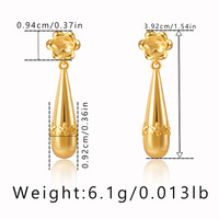 Shescity anting-anting bunga lapis emas 18K, anting-anting tetesan air trendi, anting-anting bunga modis elegan, Perhiasan untuk wanita