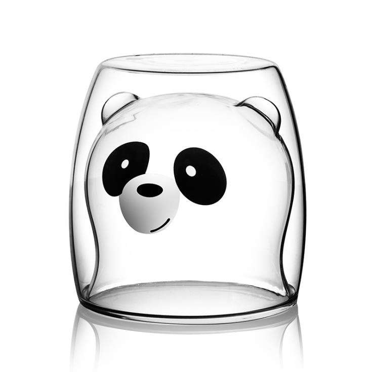 Adorable Cartoon Panda Double Wall Glass Cup