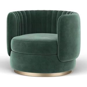 Sillón de Lujo con Tapicería de Terciopelo Suave, Base Giratoria Dorada, para Sala de Estar, Precio de Fábrica en China - Product Image 3
