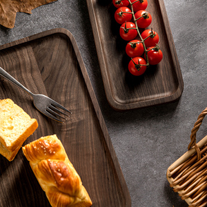 Rectangular <b>Black</b> Walnut Wood Tray For Hotel Coffee Tea Dining Western Style Square <b>Plate</b> - Product Image 2