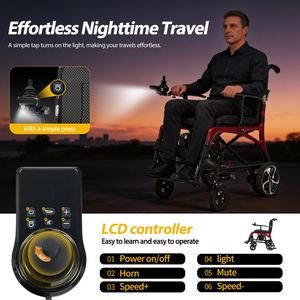 Fauteuil roulant médical léger et pliable HEABENS en promotion pour personnes âgées, avec télécommande, batterie au lithium CF01 et son châssis en fibre de carbone - Product Image 3