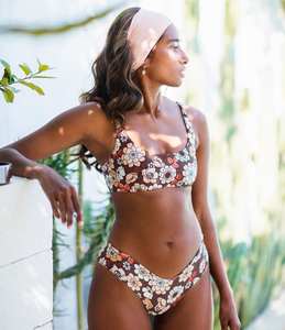 تخصيص المصنع 2 قطعة حيوان/مخطط الأزهار المطبوعة البرازيلي مجموعة بيكيني الاسود القابلة للإزالة مبطن دنة/النايلون - Product Image 1
