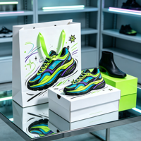 Ensemble de sacs en papier pour chaussures avec design imprimé personnalisé, écologique, boîtes d'expédition en carton ondulé avec impression de logo personnalisable