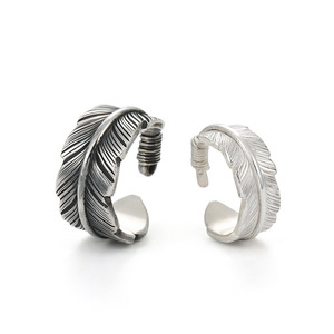 Mode <span class=keywords><strong>Couple</strong></span> anneaux personnalité réglable ouvert anneaux Vintage ange <span class=keywords><strong>gardien</strong></span> plume anneau bijoux pour femmes hommes mariage - Product Image 1