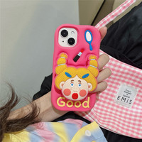 Dessin animé rouge à lèvres beauté anti-chute couverture pour iPhone 11 13 14 Plus 13 Pro Max 15 16 pour Apple Fun étui de téléphone portable pour filles garçons