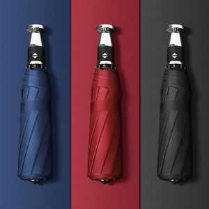 Parapluie entièrement automatique coupe-vent pour hommes et femmes, avec poignée spéciale, nouveau modèle tendance, grand format, pliable en 3 sections, pour l'extérieur - Product Image 2