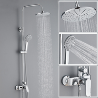Ensemble de douche mural chromé pour baignoire avec douchette et mitigeur, pour salle de bain
