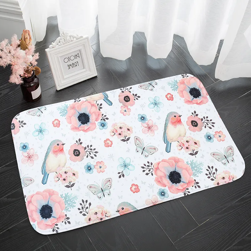 Custom Designs Soft Foam 75*45 CM Printing Water Absorbent Bathroom Rug PVC Backing Ant-Slip Bath Mat