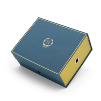 Maßgefertigte Marineblaue Magnetische Schuhbox mit Goldfolien-Logo & Blumenmuster Innen Luxuriöse Starre Schuhverpackung mit Metallverschluss