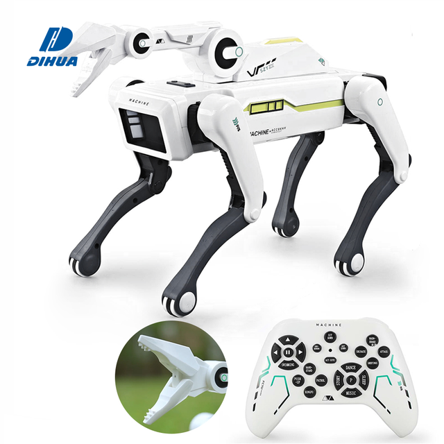 STEM RC Robot Dog with Robotic Arm Programmable Multifunctional Remote Control Toy Companion with Feeding and Music for Kids