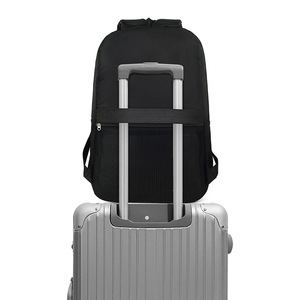 Black Solid Color Backpack 20-35L Waterproof Large Capacity Shoulder Strap For Leisure Travel Student School Bag - Product Image 1