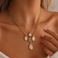 Collier pendentif femme en acier inoxydable blanc, style Ins, chaîne en bambou, luxe léger transfrontalier euro-américain, tendance