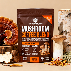 Oem/ODM nhà máy tùy biến giá tốt nhất cấp thực phẩm Nấm Uống bột tùy chỉnh hỗn hợp cà phê sư tử bờm Reishi Chaga trống - Product Image 6