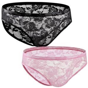 Sous-vêtements en <span class=keywords><strong>dentelle</strong></span> pour hommes, slips bikini taille basse, culottes sissy, lingerie sexy, sous-vêtements respirants avec poche, sous-vêtements transparents - Product Image 5