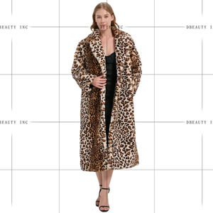 Abrigo de Invierno Elegante y Vintage para Mujer, Tejido con Imitación de Piel de Visón, Diseño Sexy con Solapa Larga, Estilo Sobretodo, Estampado de Leopardo, Transpirable - Product Image 1