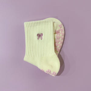 Grip <b>Socks</b> Pilates Custom Anti Slip Athletic Pink Girl Spring Sporty <b>Socks</b> – Knitted Embroidery Logo Cute Bow <b>Socks</b> for Women - Product Image 3