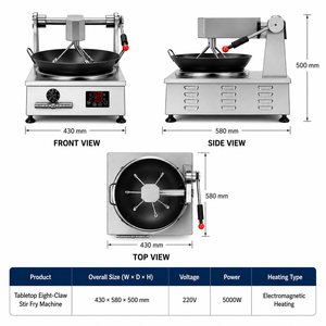 Tabletop Eight-Claw Automatic Stir Fry Machine <b>Electric</b> Induction Wok Cooker for Restaurant Commercial Kitchen One Stop Purchase - Product Image 3