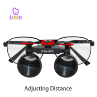 3.5X US Plug LED Metal Frame Magnifying Glasses Headlight Surgical Dentists Lamp Dental Loupes
