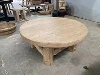 Meubles anciens en gros, table basse ronde en bois rustique classique