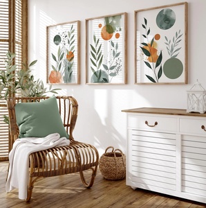 Conjunto de Impresiones en Lienzo de Acuarela Botánica Enmarcadas, Arte de Pared con Flores y Hojas de Estilo Nórdico Boho para Decoración de Paredes del Hogar - Product Image 4