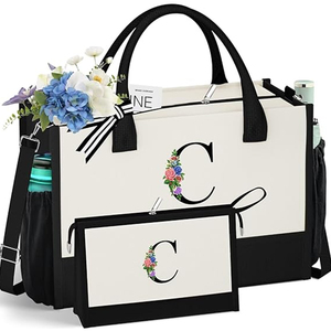 Custom Personalized Initial Canvas Tote Beach <strong>Bag</strong> Jute Cosmetic Pouch Set Fashion Canvas Jute <strong>Bag</strong> - Product Image 1
