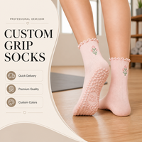 Chaussettes de yoga côtelées imprimées respirantes et chaudes de haute qualité pour femmes avec logo personnalisé, accessoires de sport antidérapants