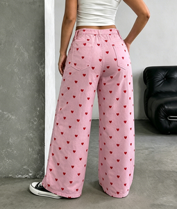 <span class=keywords><strong>Jeans</strong></span> a gamba larga <span class=keywords><strong>con</strong></span> stampa a cuore da donna, <span class=keywords><strong>vita</strong></span> alta, vestibilità ampia, pantaloni casual per tutte le stagioni, tessuto <span class=keywords><strong>elastico</strong></span>, abbigliamento estivo alla moda - Product Image 2