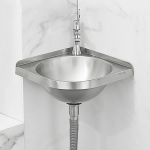 Évier mural triangulaire compact en acier inoxydable SS304, lavabo durable en acier inoxydable pour <span class=keywords><strong>salle</strong></span> <span class=keywords><strong>de</strong></span> <span class=keywords><strong>bain</strong></span> compacte et <span class=keywords><strong>caravane</strong></span> - Product Image 4