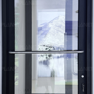 Puerta de Entrada Comercial Moderna de Aluminio Negro Mate con Vidrio Templado, Puerta Frontal con Marco de Aluminio Negro Mate Ultrafino - Product Image 4