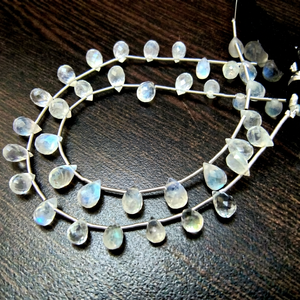 Natural White <b>Drop</b> Shape Moonstone Beads 6x8mm & 8x10mm 8 Inches Strand for Jewelry Making - Product Image 1