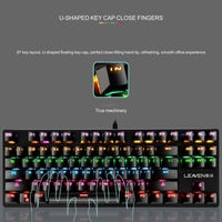 LEAVEN K550 87 Kunci Kibor Mekanis, Keyboard Atletik Kantor Notebook Punk Poros Hijau