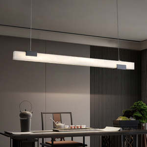 Lampadario Moderno a LED Regolabile in Altezza, Stile Antico in Ottone con Sospensione in Pietra d'Alabastro per Soffitto del Soggiorno - Product Image 3